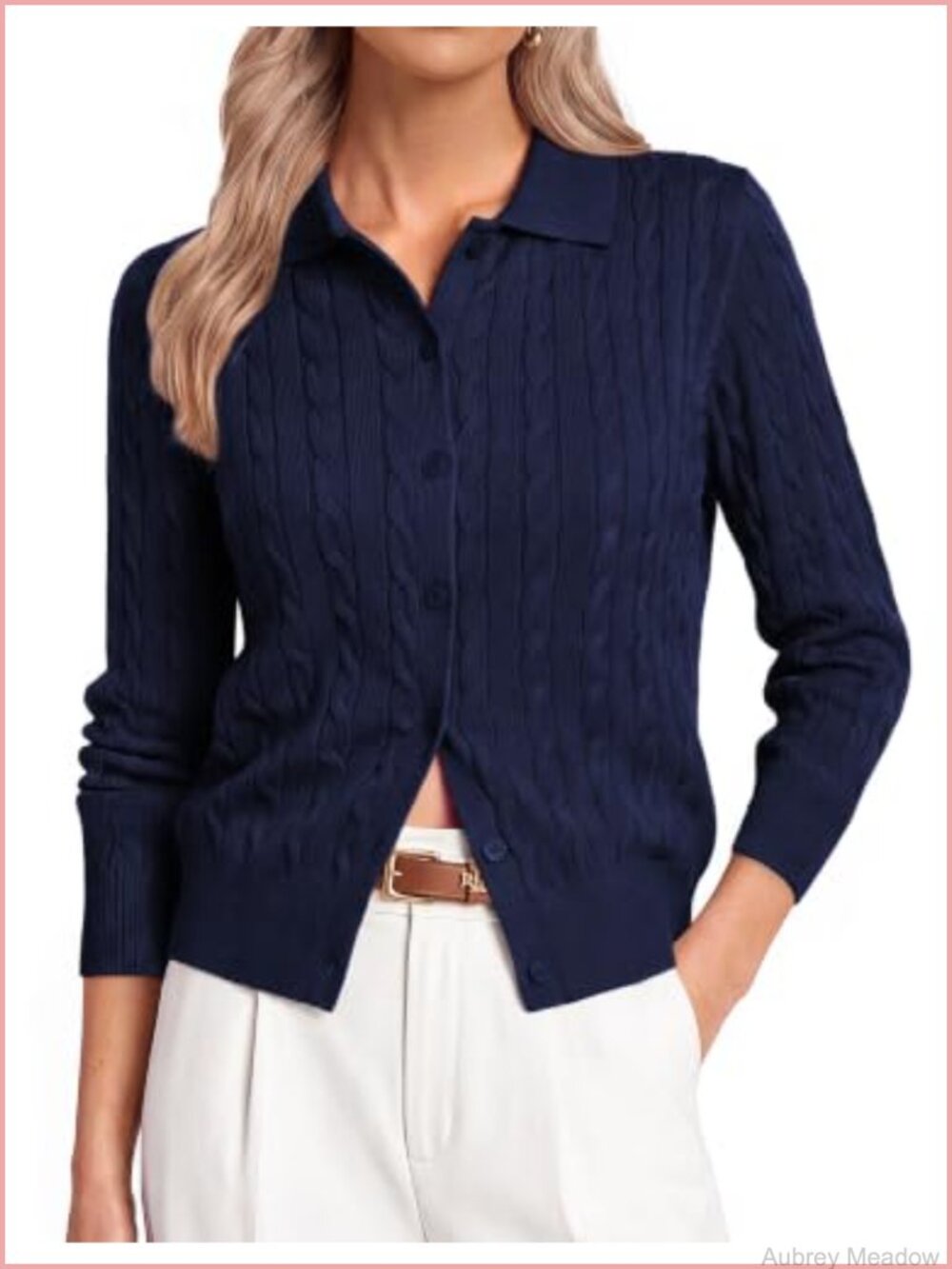 Women's Cable Knit Cardigan Sweater Button Front Long Sleeve
